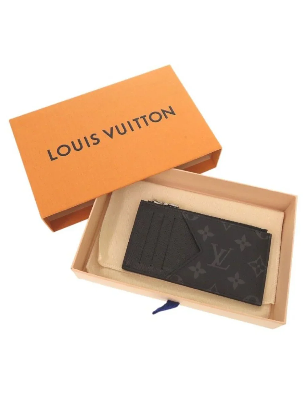 Louis Vuitton Coin Card Holder Taigarama Monogram Eclipse Taiga IC Black Case